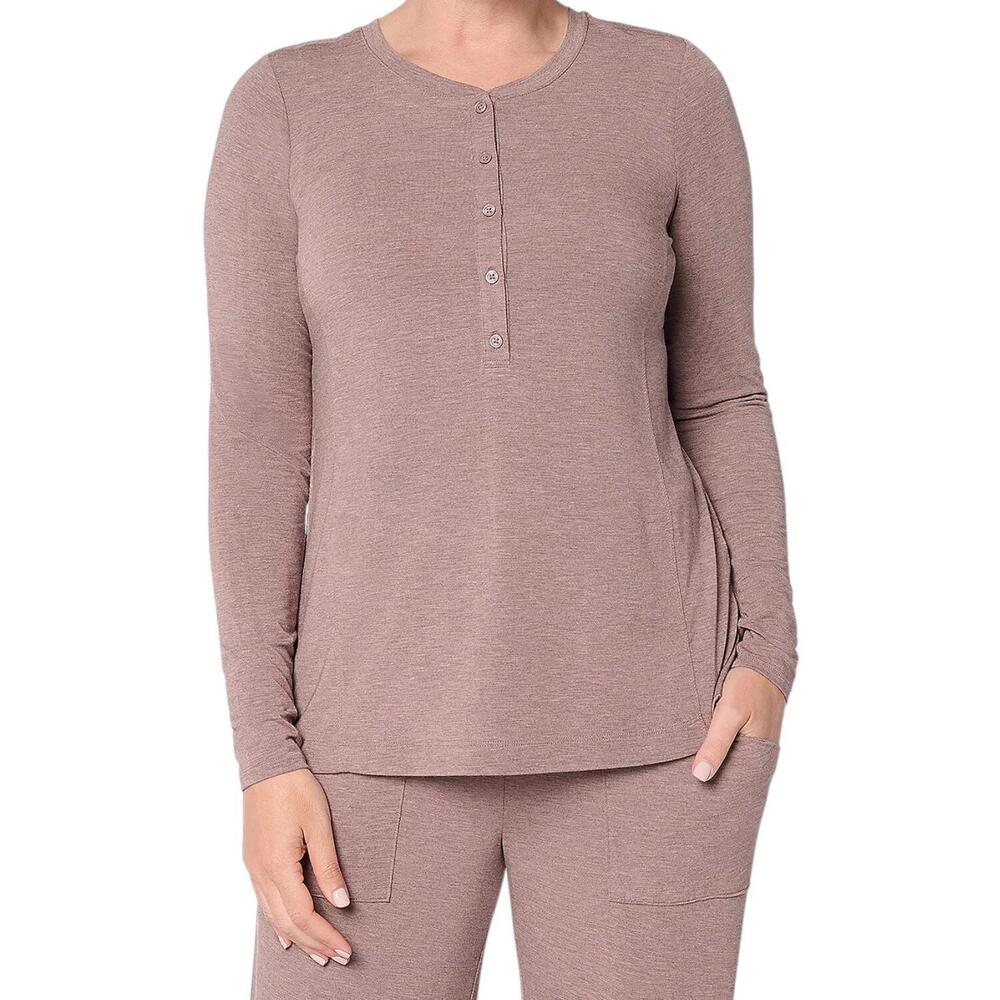 Modern Soul Women's Soothing Henley Top w/Support System HthrDrk - Regular